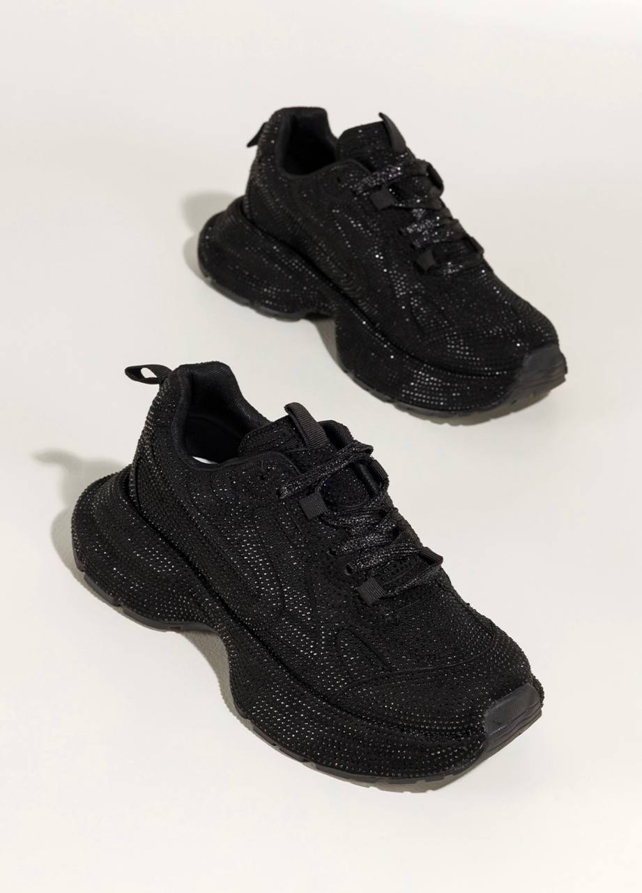 Czarne damskie sneakersy z kamyczkami - Зображення 2