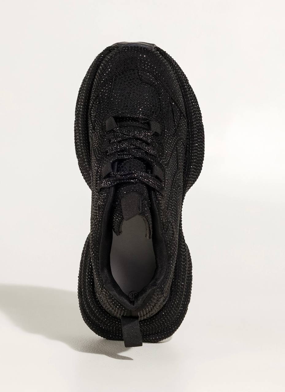 Czarne damskie sneakersy z kamyczkami - Зображення 3