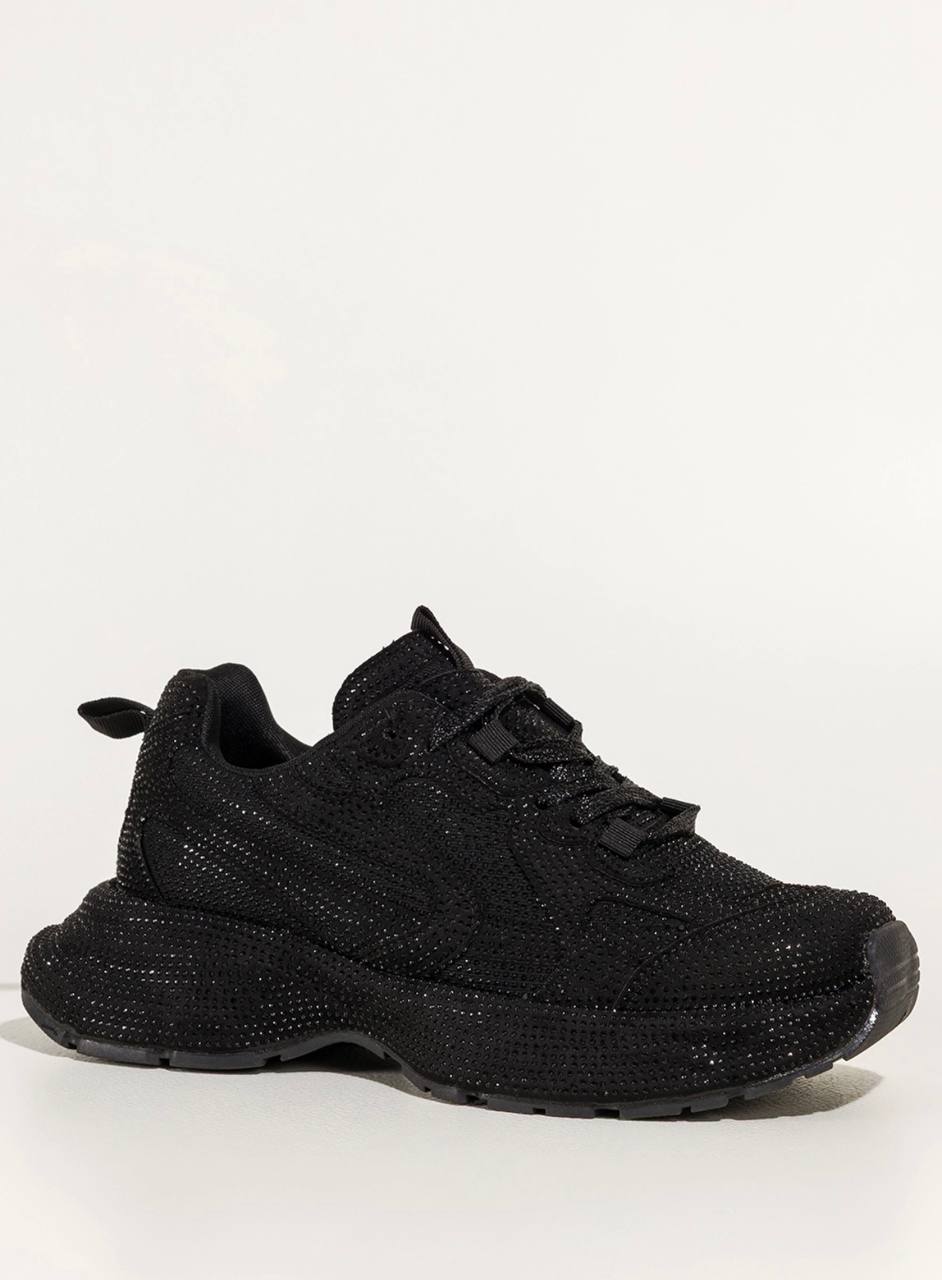 Czarne damskie sneakersy z kamyczkami - Зображення 4