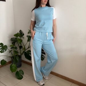 Turkusowy komplet sportowy damski z bawełny – wygodny dres