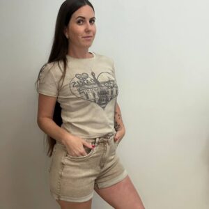 Krótkie Szorty Jeansowe z Wysokim Stanem – Beżowe / Washed Beige